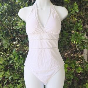 Womens SZ Small NEW‎ White One-Piece Classic Swimsuit NWT
